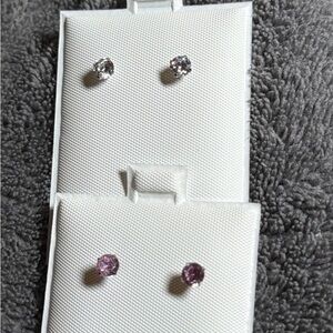 Infant Elegant White Chrystal & Pink Chrystal Earrings
